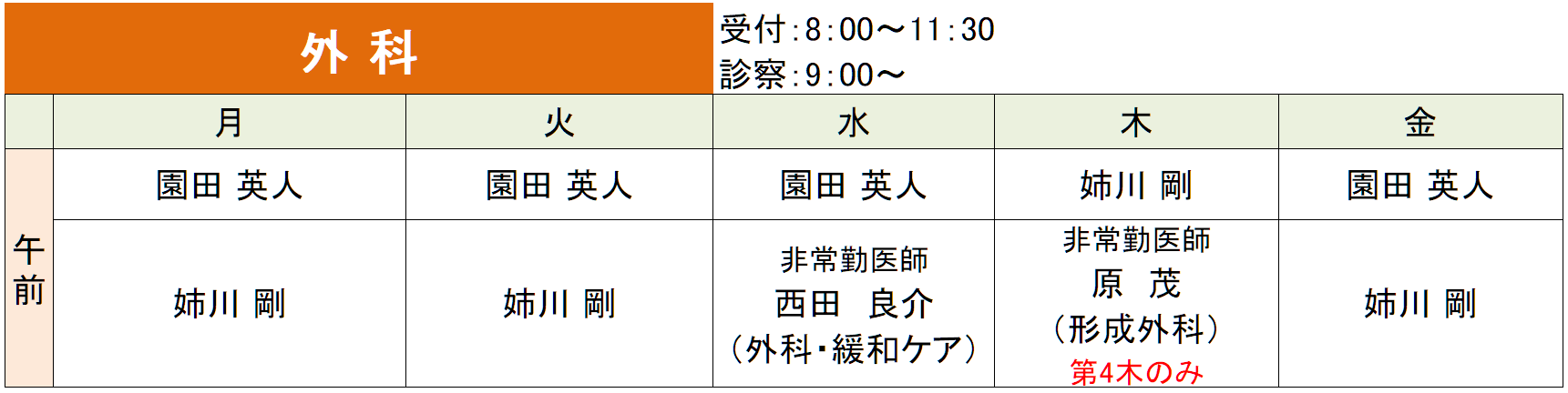 外来診療担当医師表_外科