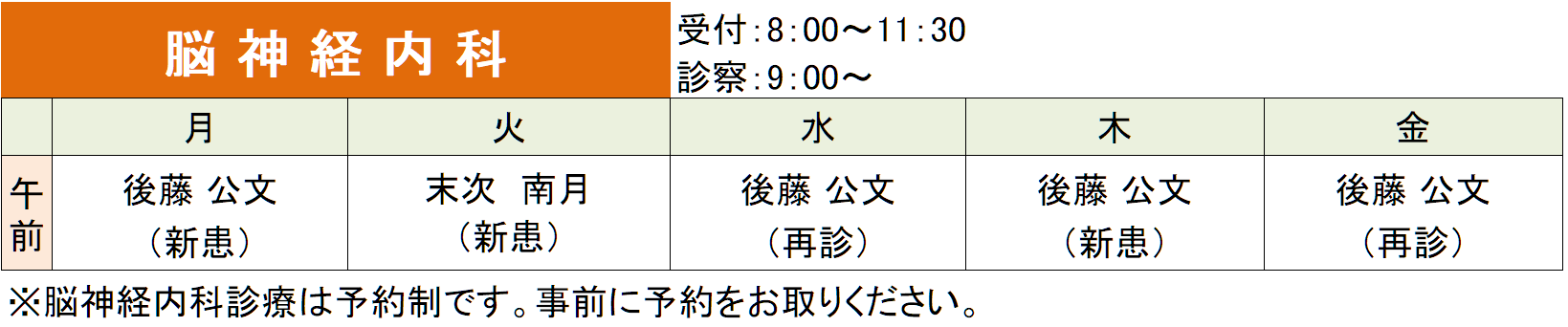 外来診療担当医師表_脳神経内科